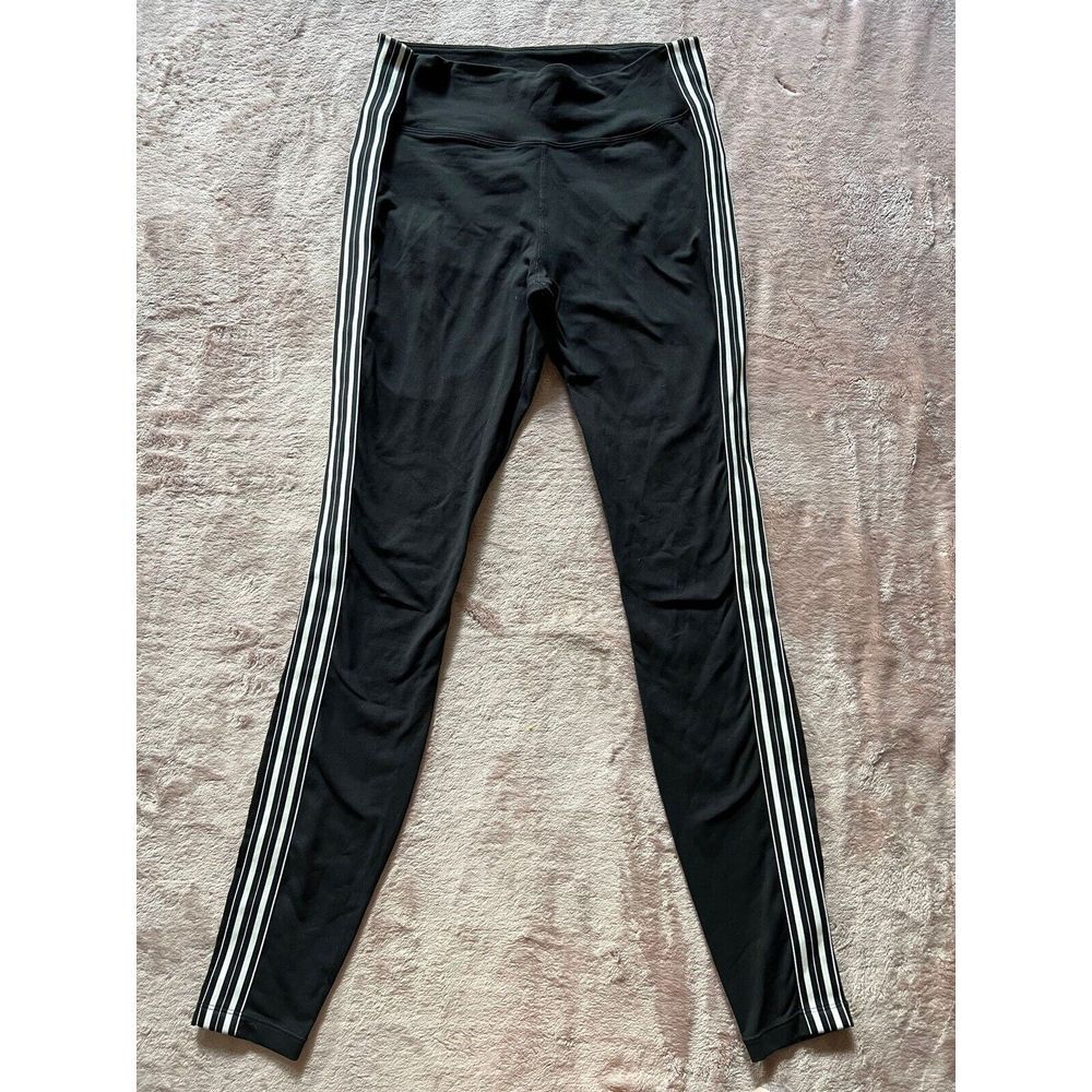 Athleta Women Black‎ Tight White Side Stripe Workout Leggings Sz Xs